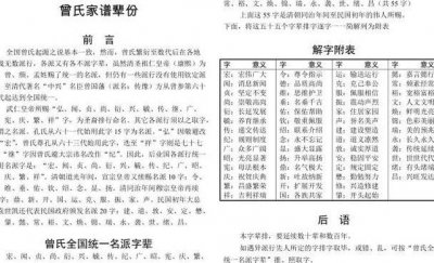 ​曾氏家谱（曾氏家谱24个字辈100代）